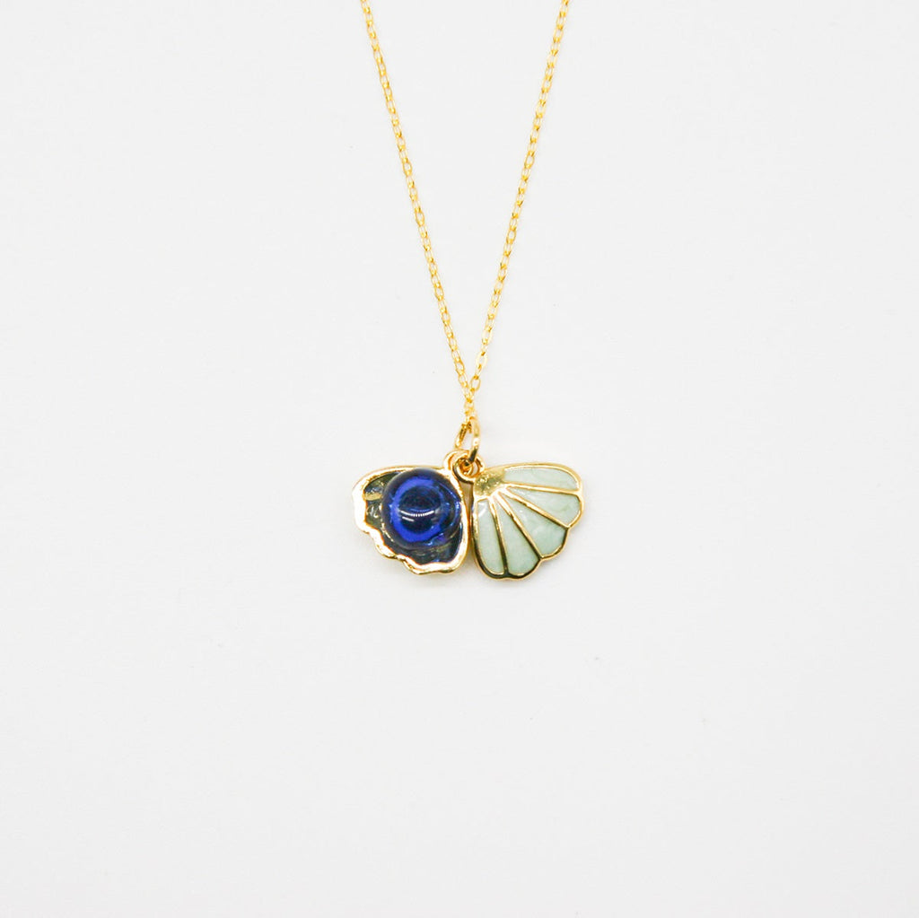 Green Shell Murano Aroma Necklace - Oceanic Depths | Energy & Healing | Diffuse on the go | Sterling Silver Gift