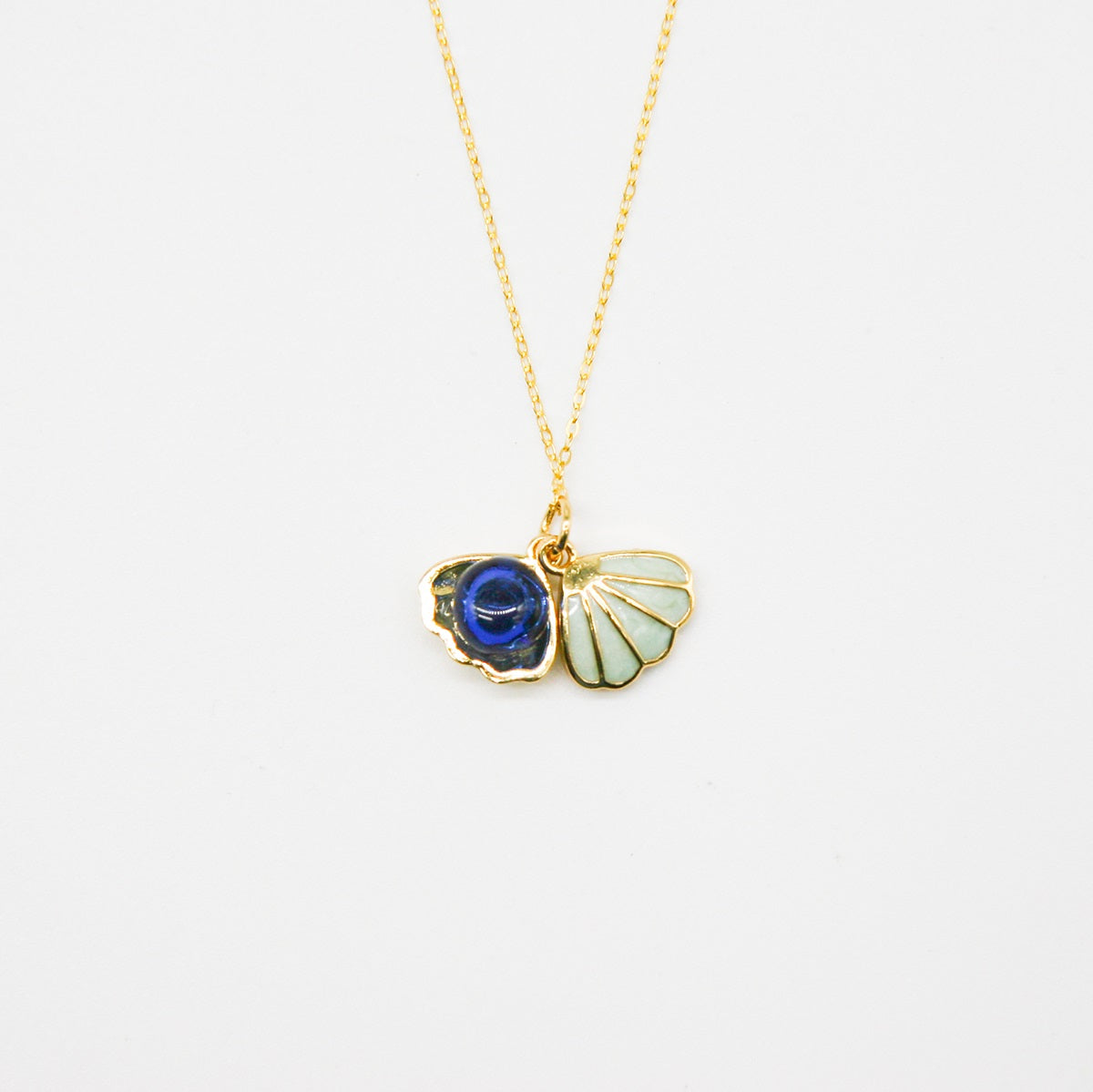 Green Shell Murano Aroma Necklace - Oceanic Depths | Energy & Healing | Diffuse on the go | Sterling Silver Gift