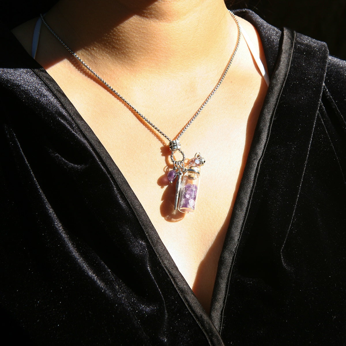 Amethyst Diffuser Necklace | Aroma Jewelry | Energy & Healing | Diffusing on the go