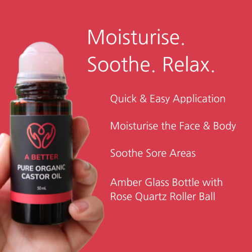Organic Castor Oil Roll-On 50 mL | Rose Quartz Roller