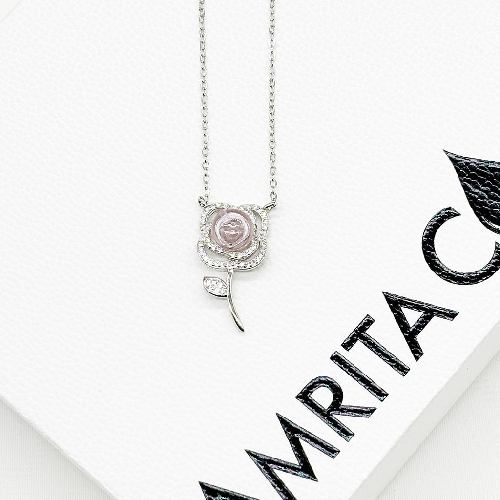 Sterling Silver Rose Garden Aroma Necklace - Pink | Energy & Healing | Diffuse on the go