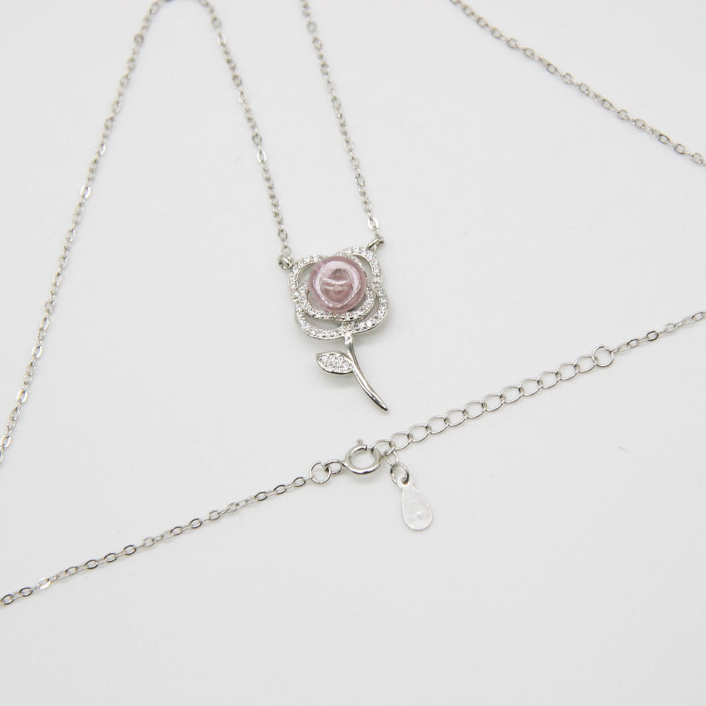 Sterling Silver Rose Garden Aroma Necklace - Pink | Energy & Healing | Diffuse on the go