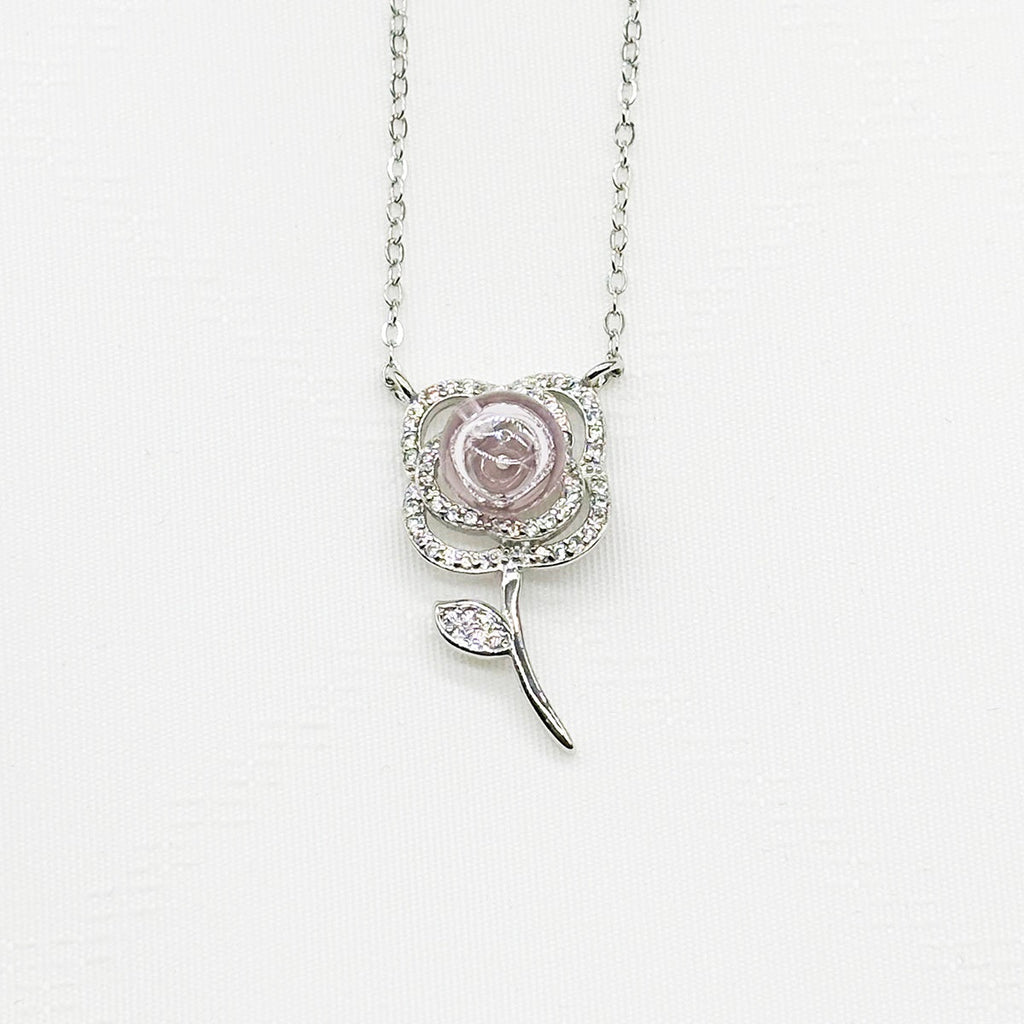 Sterling Silver Rose Garden Aroma Necklace - Pink | Energy & Healing | Diffuse on the go