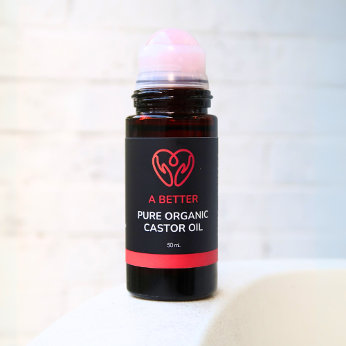 Organic Castor Oil Roll-On 50 mL | Rose Quartz Roller
