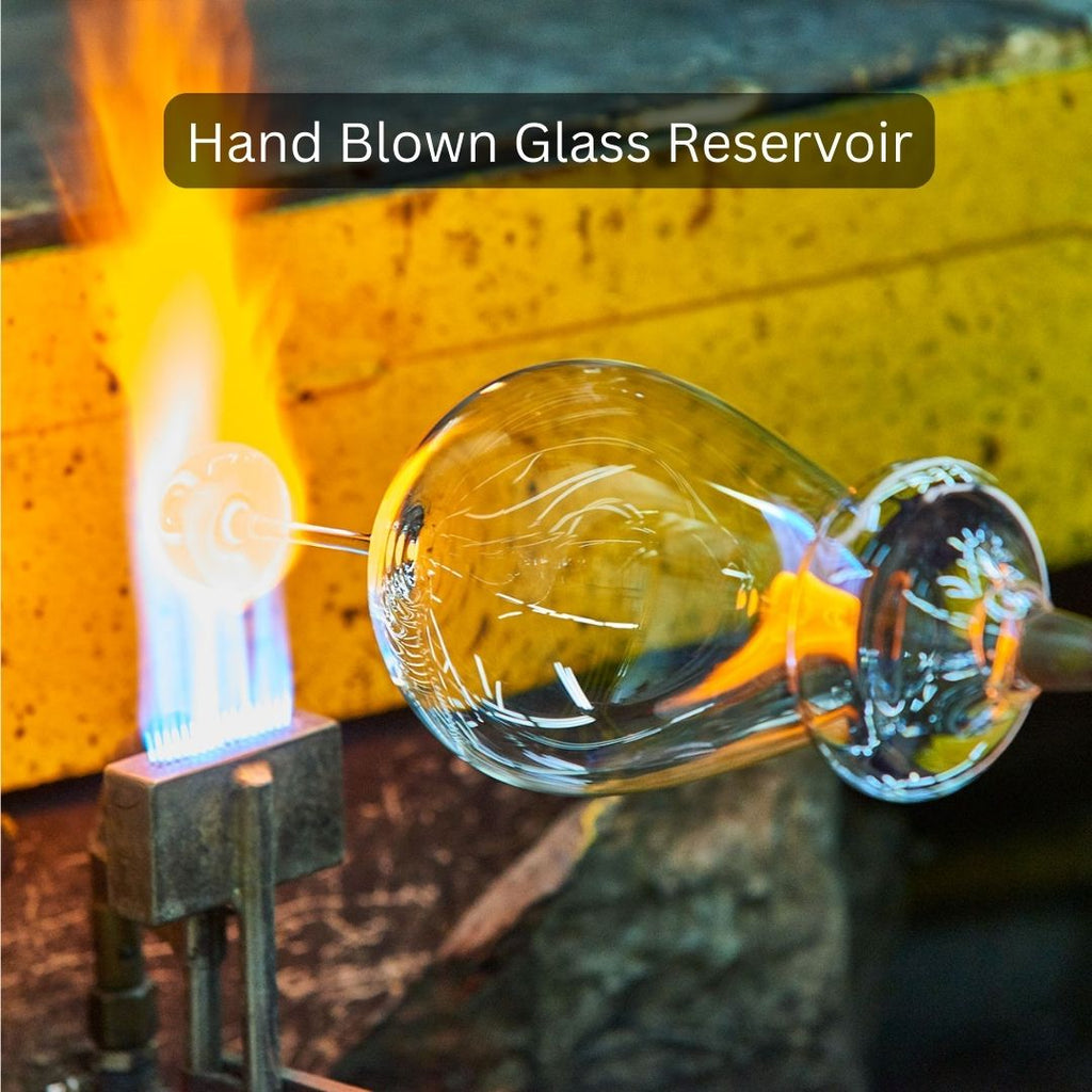 NOVA Ezy Waterless Essential Oil Diffuser | Hand-Blown Glass & Natural Wood